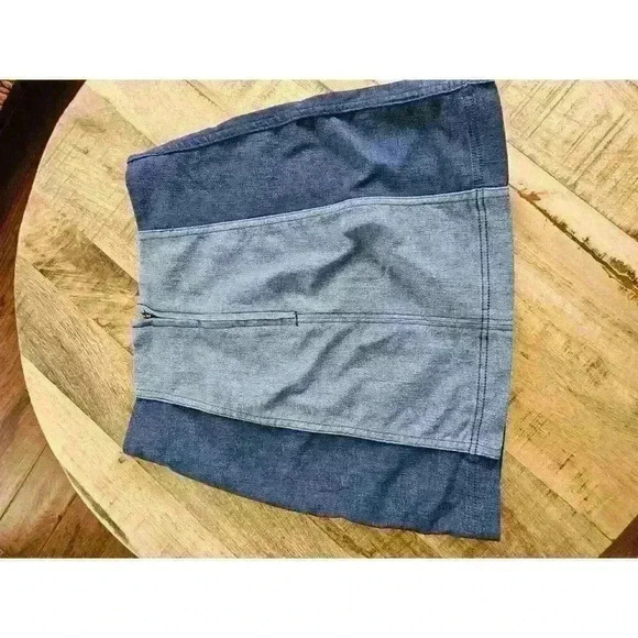 Free People Modern Femme Denim Color Block Mini Skirt Size 2 - Picture 2 of 7